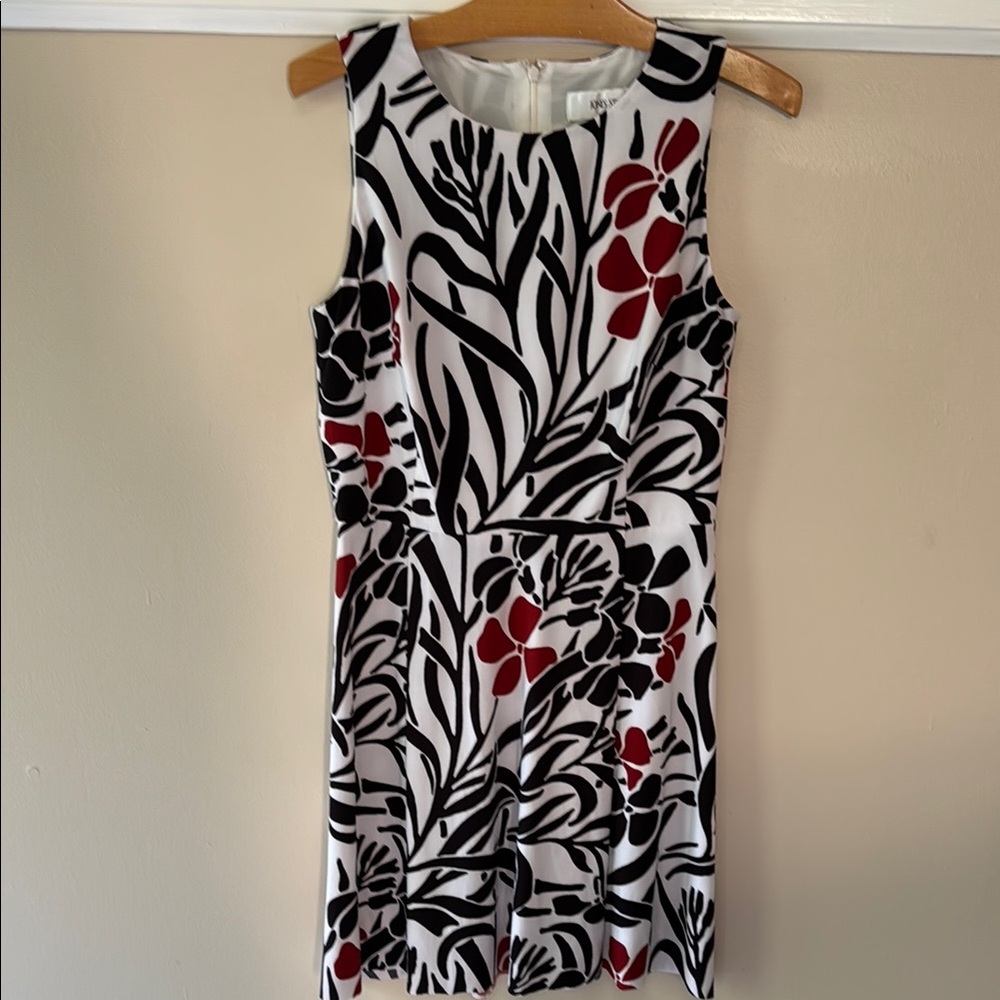 Jones Studio Floral Sleeveless Dress - Black, White, and Maroon